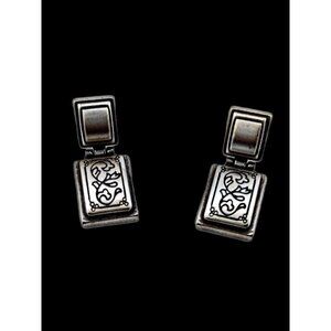Brighton vintage silver scrolled drop earrings